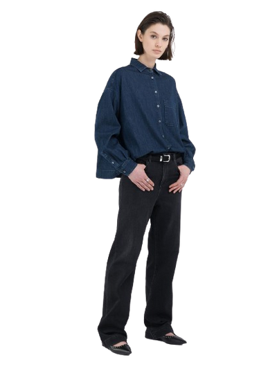 Comfort-Fit Dark Denim Shirt