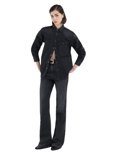 W Western Shirt In Black Denim