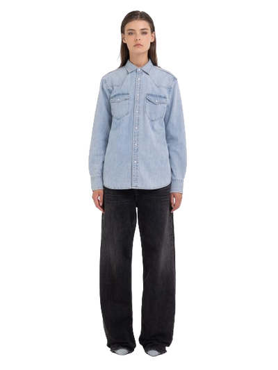 W Western Shirt In Blue Denim