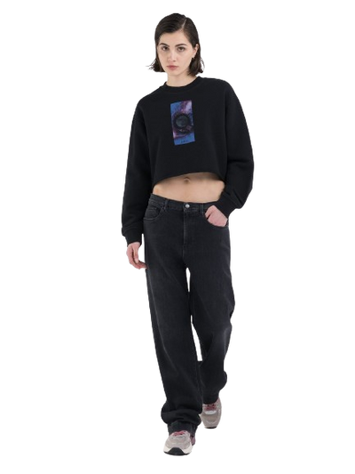 Cropped Sweatshirt With Multi-Coloured Print